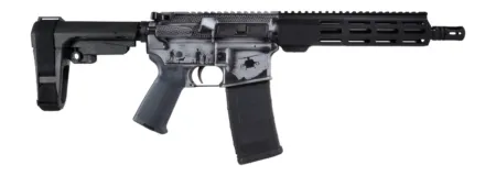 Shark Coast Tactical SCC07435MILGY-P Military 5.56 NATO 30+1 10.50" Black Nitride Threaded Barrel, Aluminum Receiver w/Picatinny Rail, M-LOK Handguard, Polymer SB Tactical SBA3 Brace, Magpul MOE Grip,