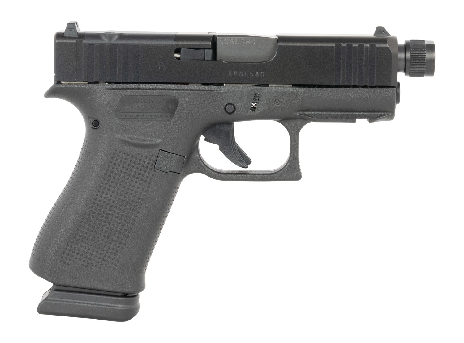 Glock UX4350203FRMOSTB G43X MOS Slim Sub-Compact 9mm Luger 15+1 3.41" Black Threaded Barrel, Steel Optic Ready/Serrated Slide, Polymer Frame w/Accessory Rail, Ambidextrous