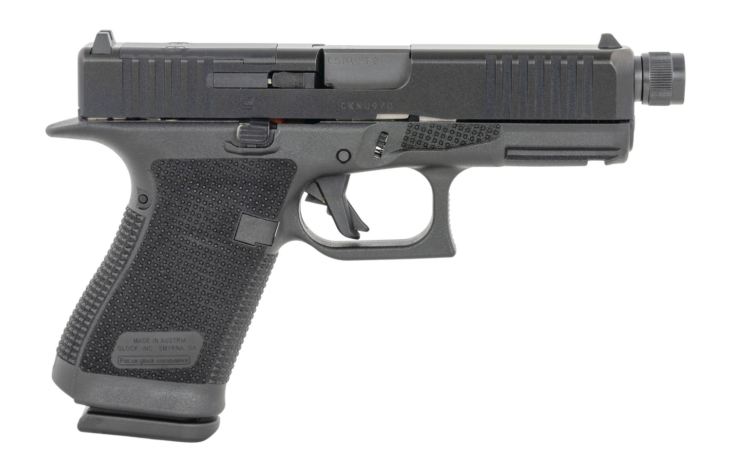 Glock P61950201TB G19 Gen6 9mm Luger 10+1 4.02" Threaded Barrel, Steel Optic Ready/Serrated Slide, Polymer Frame w/Accessory Rail, Interchangeable Backstrap Grip, Ambidextrous