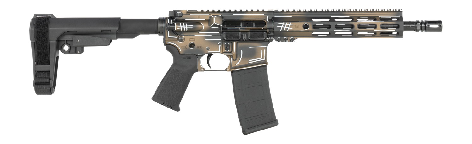 Shark Coast Tactical SCC07060ANBRN-P Anime-15 Bronze 5.56 NATO 30+1 10.50" Black Nitride Threaded Barrel, Aluminum Receiver w/Picatinny Rail, M-LOK Handguard, Polymer SB Tactical SBA3 Brace, Polymer G