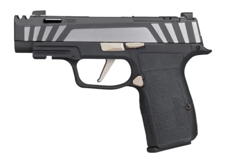 Sig Sauer 365AXG9COMPEQ P365 AXG Equinox Compact 9mm Luger 12+1 3.10" Equinox/Nitron Stainless Steel Optic Ready Slide, Equinox Black Stainless Steel Frame w/Picatinny Rail, Black G10 Grip