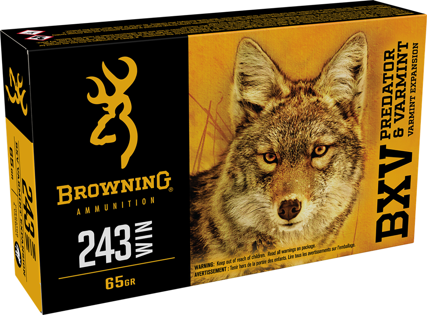 Browning Ammo B192302431 BXV Predator & Varmint 243Win 65gr Varmint Expansion Polymer Tip 20 Per Box/10 Case