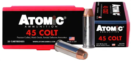 Atomic Ammunition 00444 Pistol Precision Craft 45Colt 250gr Bonded Match Hollow Point 50 Per Box/10 Case
