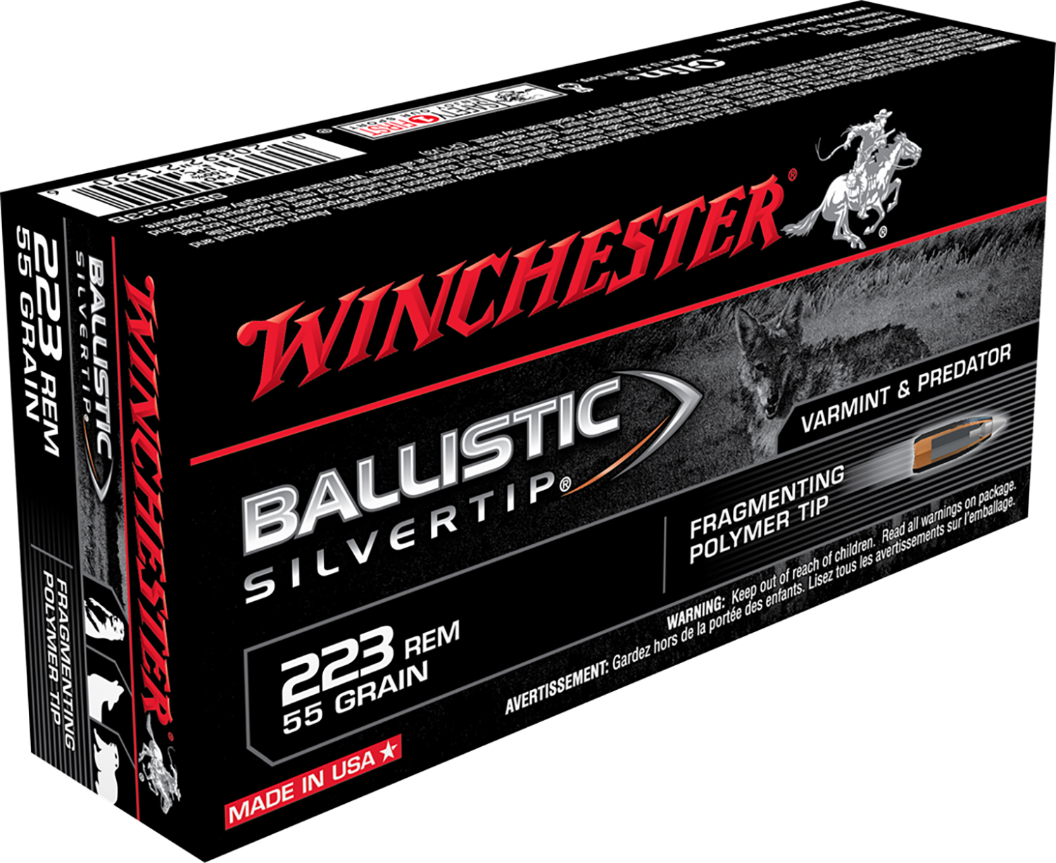 Winchester Ammo SBST223B Ballistic Silvertip  223Rem 55gr Fragmenting Polymer Tip 20 Per Box/10 Case
