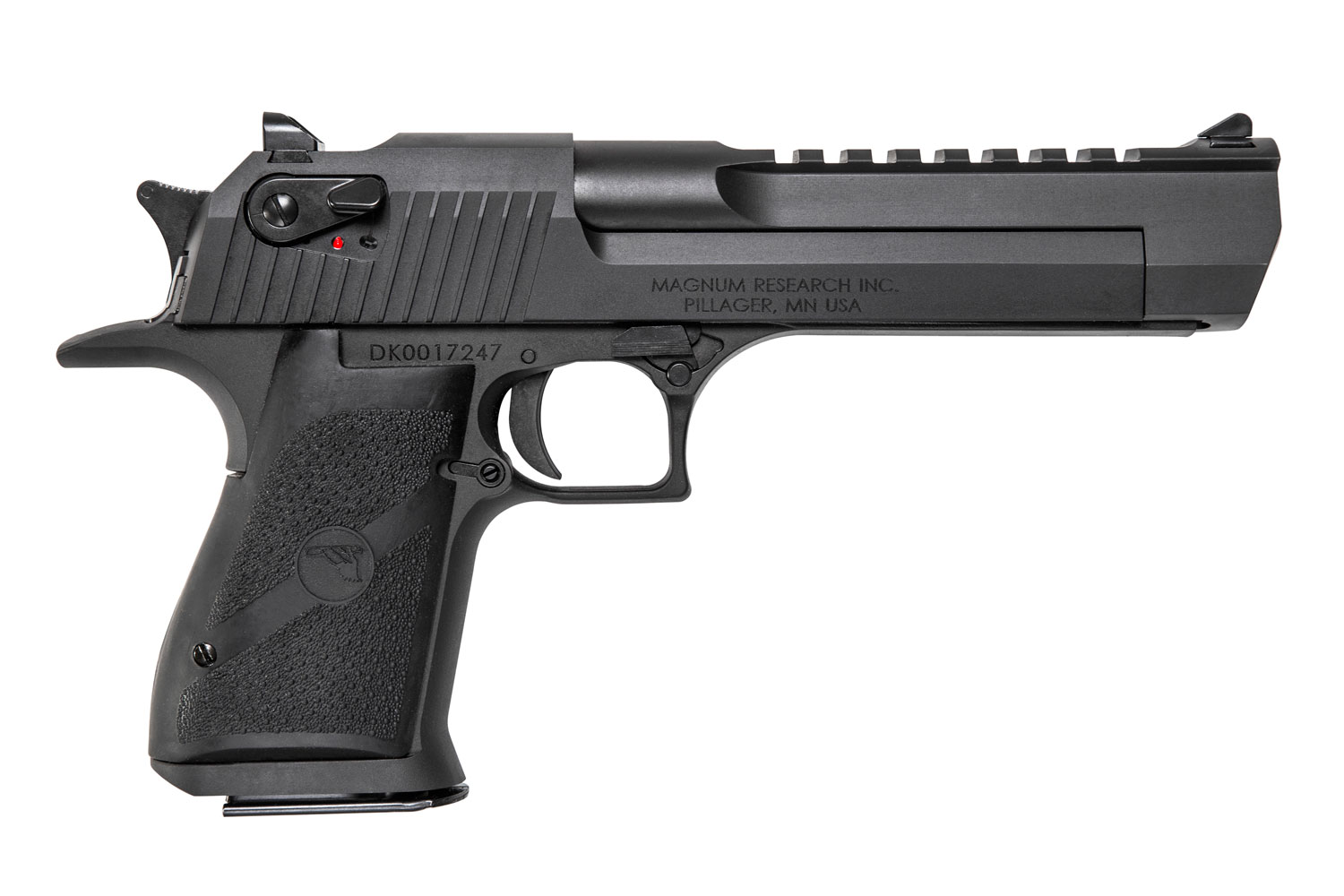 Magnum Research DE429 Desert Eagle Mark XIX 429 DE 7+1, 6" Black Steel Barrel, Matte Black Serrated Carbon Steel Slide & Frame w/Beavertail, Black Rubber Grip, Manual Thumb Safety, Right Hand