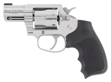 Colt Mfg KCOBRASB2RBBS King Cobra  357 Mag 6rd Shot 2" Stainless Steel Barrel, Cylinder & Frame, Black Hogue Overmolded Grip, Exposed Hammer, DA/SA