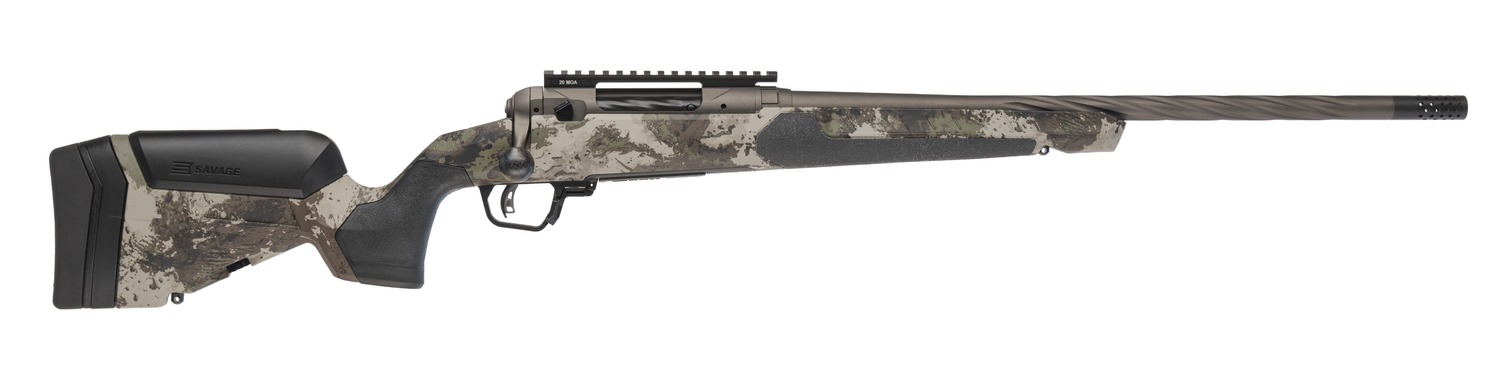 Savage Arms 32571 110 Core Hunter Pro 6.5 Creedmoor 3+1 20" Spiral Fluted Barrel, Savage Woodland Camo AccuStock w/AccuFit V2 Synthetic Stock, Right Hand