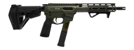 Freedom Ordance FX9P10E-ODG FX9P Elite 9mm Luger 10" Black Nitride Threaded Barrel, OD Green Anodized Aluminum Receiver w/Picatinny Rail, M-LOK Handguard, Black Polymer SB Tactical SBA5 Brace, Black P