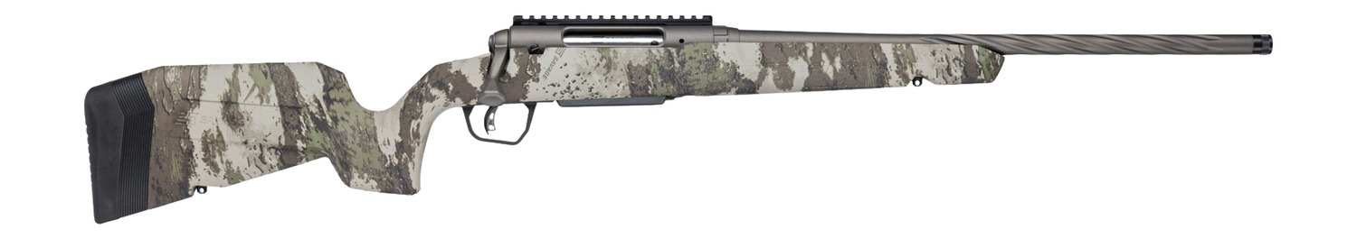Savage Arms 33213 Axis 2 Pro 6.5 Creedmoor 4+1 Gun Metal Bronze Cerakote Spiral Fluted Threaded Barrel & Receiver w/Picatinny Rail, Savage Woodland Camo Fixed w/Pistol Grip Synthetic Stock, Right Hand