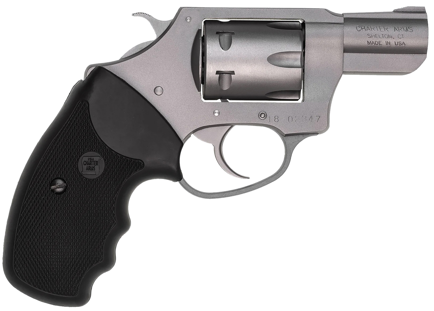 Charter Arms 72324 Pathfinder  Small 22 WMR, 8 Shot 2" Stainless Steel Barrel  & Cylinder, Anodized Aluminum Frame w/Black Finger Grooved Rubber Grip, Exposed Hammer